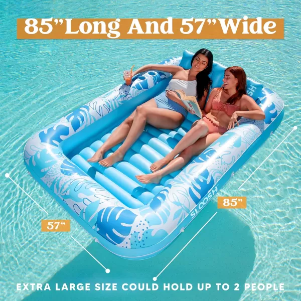 Sloosh Inflatable Tanning Pool Lounger Float for Adults 70quot x 46quot Large Suntan Tub Pool Floats Sun Tan Tub Ice Bath Tub Tanning Bed Blow up Pool Raft Lounge Floatie LBlueBlue