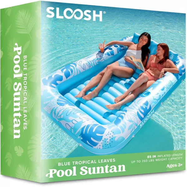 Sloosh Inflatable Tanning Pool Lounger Float for Adults 70quot x 46quot Large Suntan Tub Pool Floats Sun Tan Tub Ice Bath Tub Tanning Bed Blow up Pool Raft Lounge Floatie LBlueBlue