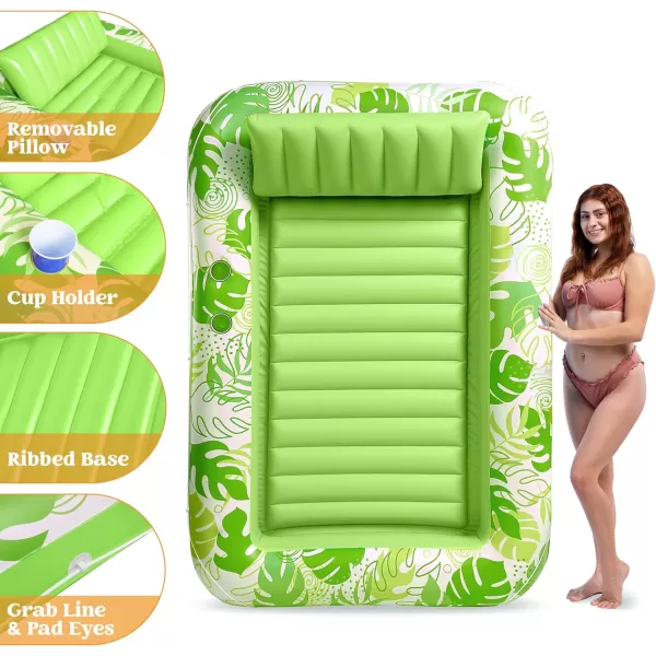 Sloosh Inflatable Tanning Pool Lounger Float for Adults 70quot x 46quot Large Suntan Tub Pool Floats Sun Tan Tub Ice Bath Tub Tanning Bed Blow up Pool Raft Lounge Floatie LBlueGreen