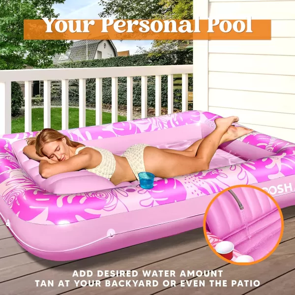 Sloosh Inflatable Tanning Pool Lounger Float for Adults 70quot x 46quot Large Suntan Tub Pool Floats Sun Tan Tub Ice Bath Tub Tanning Bed Blow up Pool Raft Lounge Floatie LBlueHot Pink