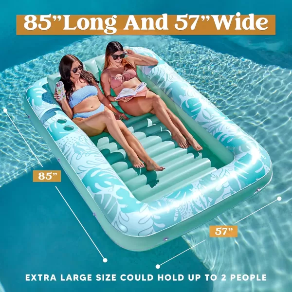 Sloosh Inflatable Tanning Pool Lounger Float for Adults 70quot x 46quot Large Suntan Tub Pool Floats Sun Tan Tub Ice Bath Tub Tanning Bed Blow up Pool Raft Lounge Floatie LBlueCyan White