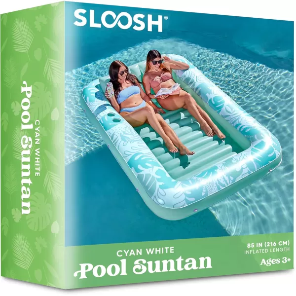 Sloosh Inflatable Tanning Pool Lounger Float for Adults 70quot x 46quot Large Suntan Tub Pool Floats Sun Tan Tub Ice Bath Tub Tanning Bed Blow up Pool Raft Lounge Floatie LBlueCyan White