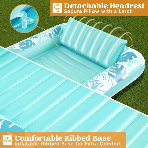 Sloosh Inflatable Tanning Pool Lounger Float for Adults 70quot x 46quot Large Suntan Tub Pool Floats Sun Tan Tub Ice Bath Tub Tanning Bed Blow up Pool Raft Lounge Floatie LBlueCyan White