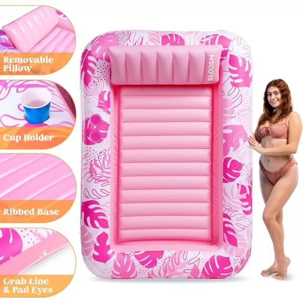 Sloosh Inflatable Tanning Pool Lounger Float for Adults 70quot x 46quot Large Suntan Tub Pool Floats Sun Tan Tub Ice Bath Tub Tanning Bed Blow up Pool Raft Lounge Floatie LBlueHot Pink