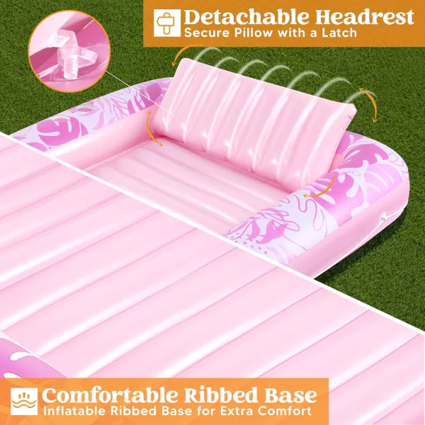 Sloosh Inflatable Tanning Pool Lounger Float for Adults 70quot x 46quot Large Suntan Tub Pool Floats Sun Tan Tub Ice Bath Tub Tanning Bed Blow up Pool Raft Lounge Floatie LBlueBlushing Pink