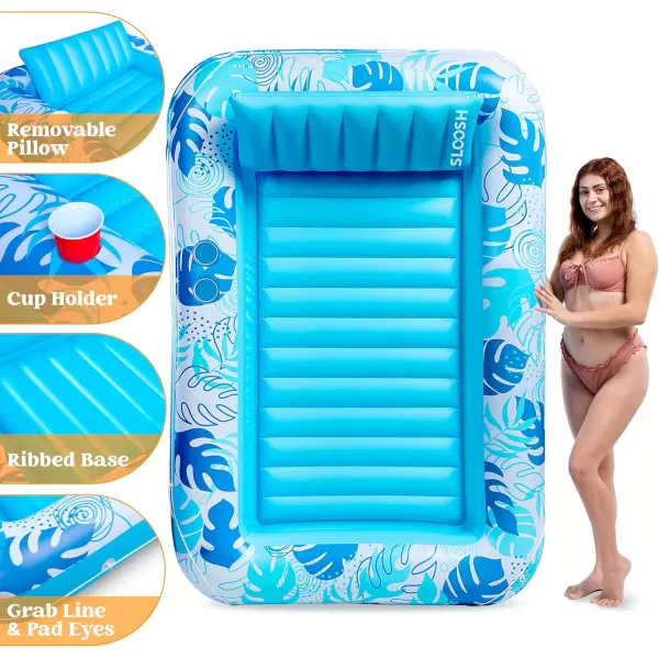 Sloosh Inflatable Tanning Pool Lounger Float for Adults 70quot x 46quot Large Suntan Tub Pool Floats Sun Tan Tub Ice Bath Tub Tanning Bed Blow up Pool Raft Lounge Floatie LBlueBlue