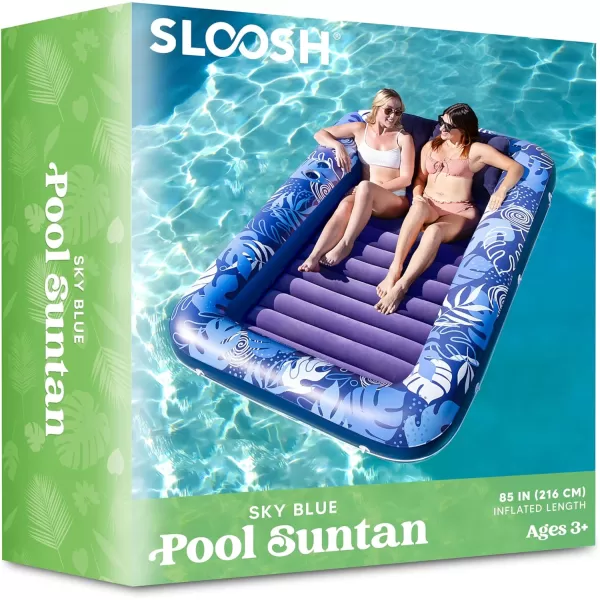 Sloosh Inflatable Tanning Pool Lounger Float for Adults 70quot x 46quot Large Suntan Tub Pool Floats Sun Tan Tub Ice Bath Tub Tanning Bed Blow up Pool Raft Lounge Floatie LBlueDark Blue