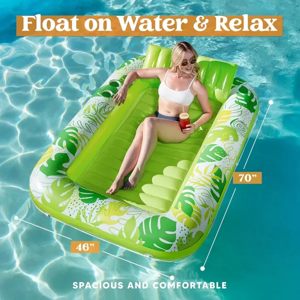 Sloosh Inflatable Tanning Pool Lounger Float for Adults 70quot x 46quot Large Suntan Tub Pool Floats Sun Tan Tub Ice Bath Tub Tanning Bed Blow up Pool Raft Lounge Floatie LBlueGreen