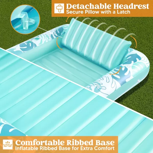 Sloosh Inflatable Tanning Pool Lounger Float for Adults 70quot x 46quot Large Suntan Tub Pool Floats Sun Tan Tub Ice Bath Tub Tanning Bed Blow up Pool Raft Lounge Floatie LBlueCyan White