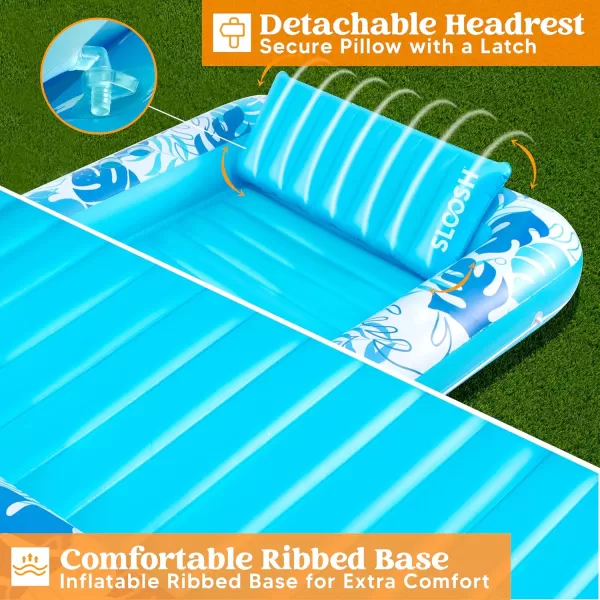 Sloosh Inflatable Tanning Pool Lounger Float for Adults 70quot x 46quot Large Suntan Tub Pool Floats Sun Tan Tub Ice Bath Tub Tanning Bed Blow up Pool Raft Lounge Floatie LBlueBlue
