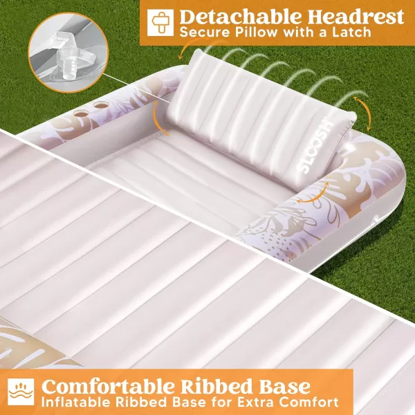 Sloosh Inflatable Tanning Pool Lounger Float for Adults 70quot x 46quot Large Suntan Tub Pool Floats Sun Tan Tub Ice Bath Tub Tanning Bed Blow up Pool Raft Lounge Floatie LBlueGolden White