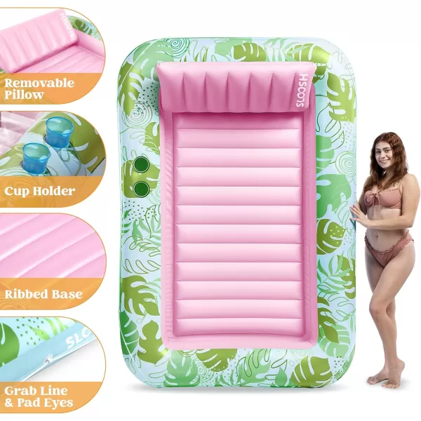 Sloosh Inflatable Tanning Pool Lounger Float for Adults 70quot x 46quot Large Suntan Tub Pool Floats Sun Tan Tub Ice Bath Tub Tanning Bed Blow up Pool Raft Lounge Floatie LBlueCyan Pink
