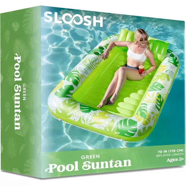 Sloosh Inflatable Tanning Pool Lounger Float for Adults 70quot x 46quot Large Suntan Tub Pool Floats Sun Tan Tub Ice Bath Tub Tanning Bed Blow up Pool Raft Lounge Floatie LBlueGreen