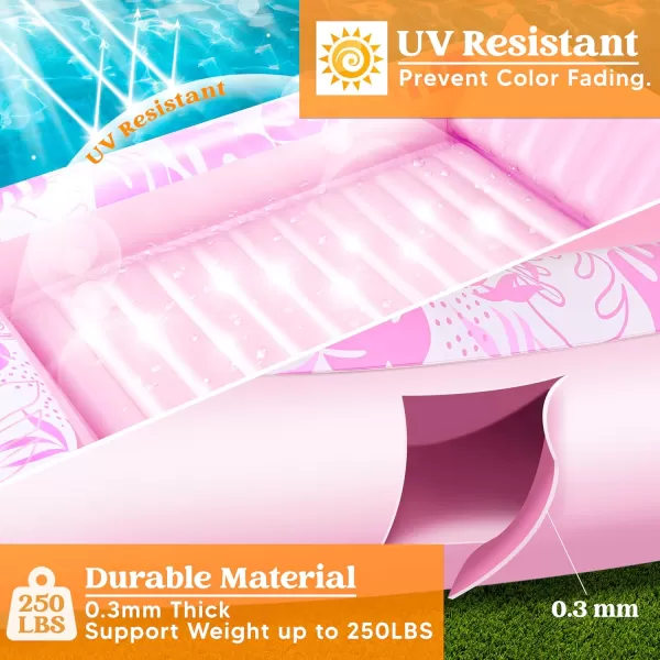 Sloosh Inflatable Tanning Pool Lounger Float for Adults 70quot x 46quot Large Suntan Tub Pool Floats Sun Tan Tub Ice Bath Tub Tanning Bed Blow up Pool Raft Lounge Floatie LBlueBlushing Pink