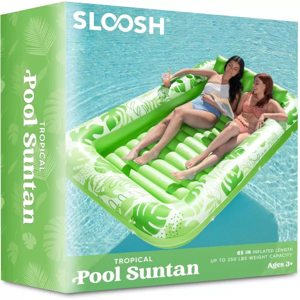 Sloosh Inflatable Tanning Pool Lounger Float for Adults 70quot x 46quot Large Suntan Tub Pool Floats Sun Tan Tub Ice Bath Tub Tanning Bed Blow up Pool Raft Lounge Floatie LBlueGreen