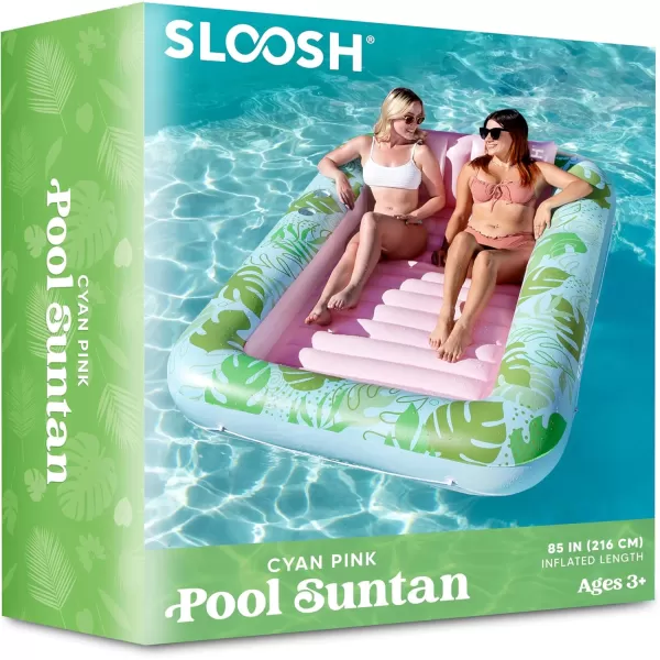 Sloosh Inflatable Tanning Pool Lounger Float for Adults 70quot x 46quot Large Suntan Tub Pool Floats Sun Tan Tub Ice Bath Tub Tanning Bed Blow up Pool Raft Lounge Floatie LBlueCyan Pink