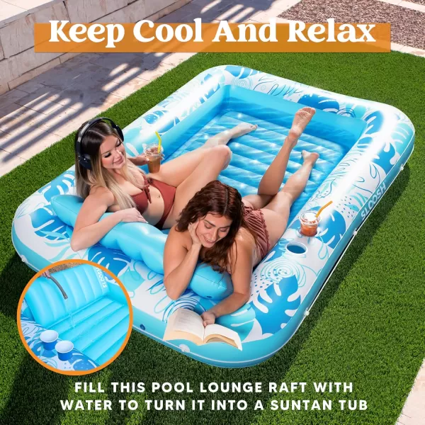 Sloosh Inflatable Tanning Pool Lounger Float for Adults 70quot x 46quot Large Suntan Tub Pool Floats Sun Tan Tub Ice Bath Tub Tanning Bed Blow up Pool Raft Lounge Floatie LBlueBlue