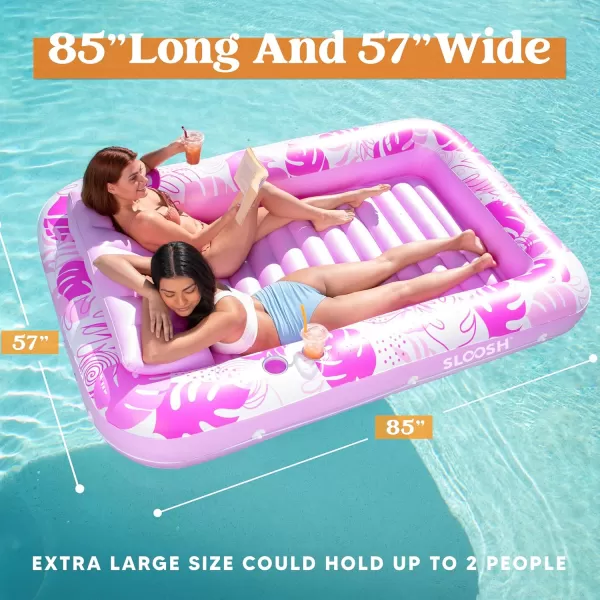 Sloosh Inflatable Tanning Pool Lounger Float for Adults 70quot x 46quot Large Suntan Tub Pool Floats Sun Tan Tub Ice Bath Tub Tanning Bed Blow up Pool Raft Lounge Floatie LBlueHot Pink