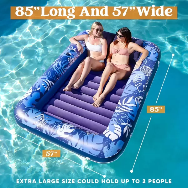 Sloosh Inflatable Tanning Pool Lounger Float for Adults 70quot x 46quot Large Suntan Tub Pool Floats Sun Tan Tub Ice Bath Tub Tanning Bed Blow up Pool Raft Lounge Floatie LBlueDark Blue