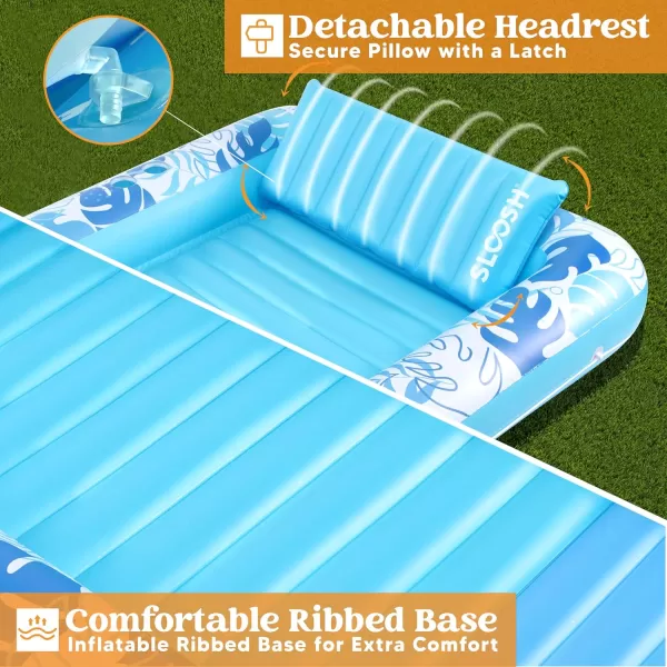 Sloosh Inflatable Tanning Pool Lounger Float for Adults 70quot x 46quot Large Suntan Tub Pool Floats Sun Tan Tub Ice Bath Tub Tanning Bed Blow up Pool Raft Lounge Floatie LBlueBlue