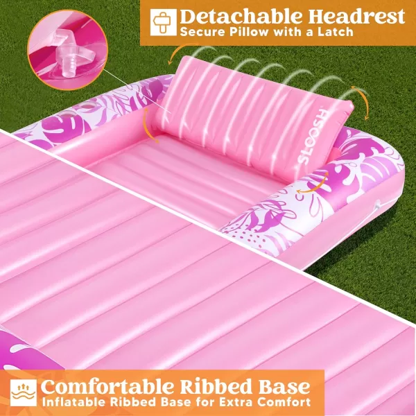 Sloosh Inflatable Tanning Pool Lounger Float for Adults 70quot x 46quot Large Suntan Tub Pool Floats Sun Tan Tub Ice Bath Tub Tanning Bed Blow up Pool Raft Lounge Floatie LBlueHot Pink