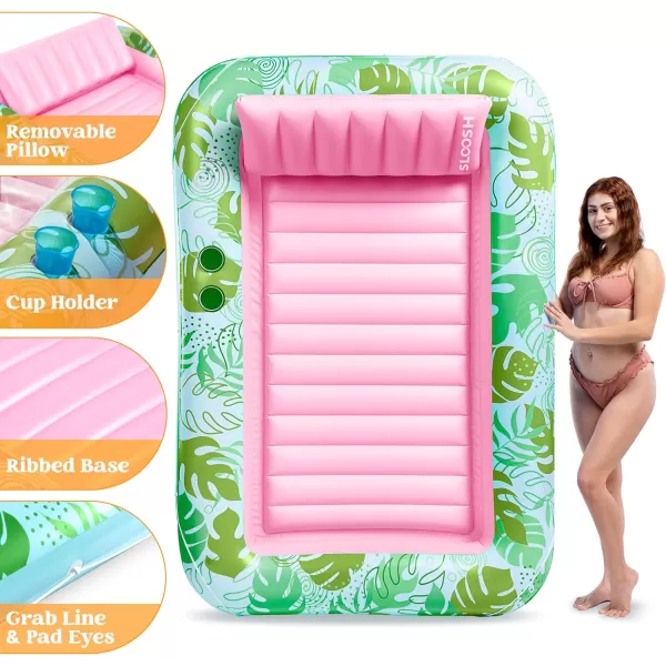 Sloosh Inflatable Tanning Pool Lounger Float for Adults 70quot x 46quot Large Suntan Tub Pool Floats Sun Tan Tub Ice Bath Tub Tanning Bed Blow up Pool Raft Lounge Floatie LBlueCyan Pink