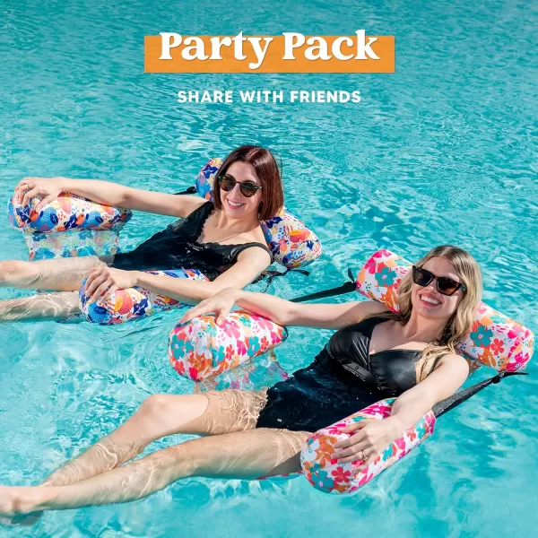 Sloosh Pool Floats Chairs Adult 2 Packs Inflatable Pool Lounge ChairsBlow up Pool Noodles Floats for AdultsFloating Water Chair for Pool Party Summer Water FunTropical Flowers