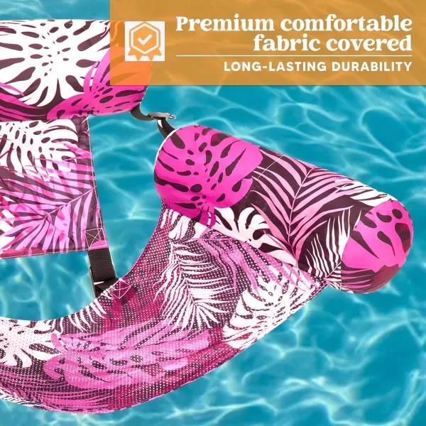 Sloosh Pool Floats Chairs Adult 2 Packs Inflatable Pool Lounge ChairsBlow up Pool Noodles Floats for AdultsFloating Water Chair for Pool Party Summer Water FunTropical LeavesPink Blue