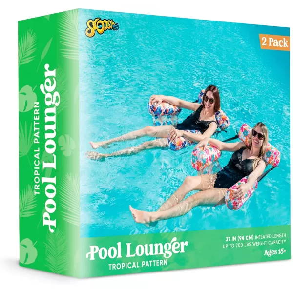 Sloosh Pool Floats Chairs Adult 2 Packs Inflatable Pool Lounge ChairsBlow up Pool Noodles Floats for AdultsFloating Water Chair for Pool Party Summer Water FunTropical Flowers