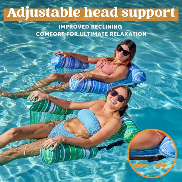 Sloosh Pool Floats Chairs Adult 2 Packs Inflatable Pool Lounge ChairsBlow up Pool Noodles Floats for AdultsFloating Water Chair for Pool Party Summer Water FunStripe
