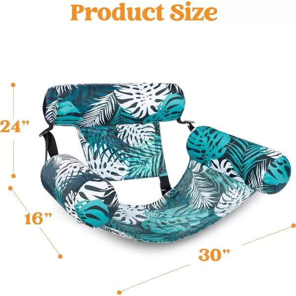 Sloosh Pool Floats Chairs Adult 2 Packs Inflatable Pool Lounge ChairsBlow up Pool Noodles Floats for AdultsFloating Water Chair for Pool Party Summer Water FunTropical LeavesGreen Blue