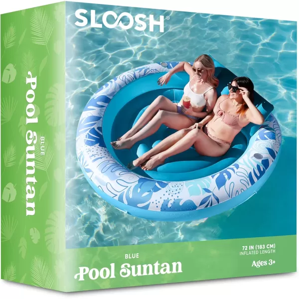 Sloosh Tanning Pool Lounger Float Luxury Fabric Large Pool Floats Inflatable Lake Float Heavy Duty Suntan Tub for Lake Outdoor Backyard Swimming PoolBlue