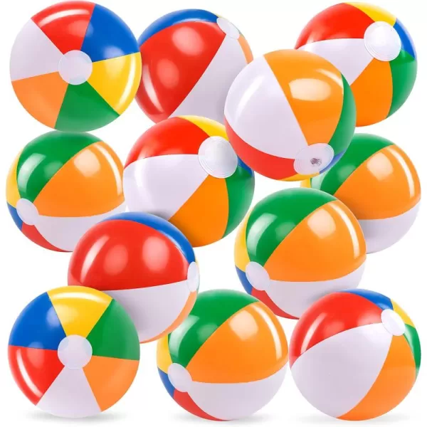 JOYIN Rainbow Beach Balls12 Pack 12 Inflatable Swimming Pool Toys for Summer Water Games Kids Birthday Party Supplies Combo Set Include Inflatable Beach Balls
