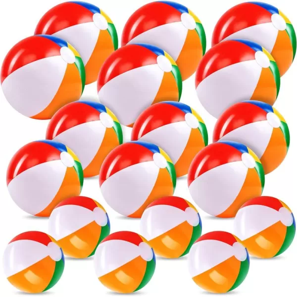 JOYIN Rainbow Beach Balls18 Pack Inflatable Swimming Pool Toys for Summer Water Games Kids Birthday Party Supplies Combo Set Include Inflatable Beach Balls in 20 6 16 6 and 12 6