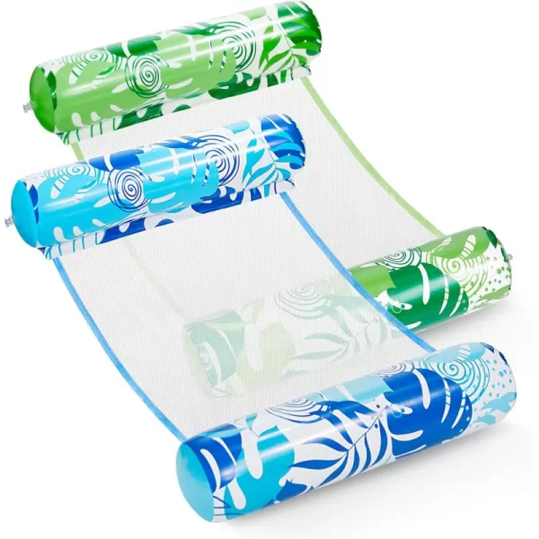 Sloosh 2 Packs Hammock Pool Floats Adults 4in1 MultiPurpose Inflatable Pool Floats PVC Water Hammock Lounge FloatiesBlue Green