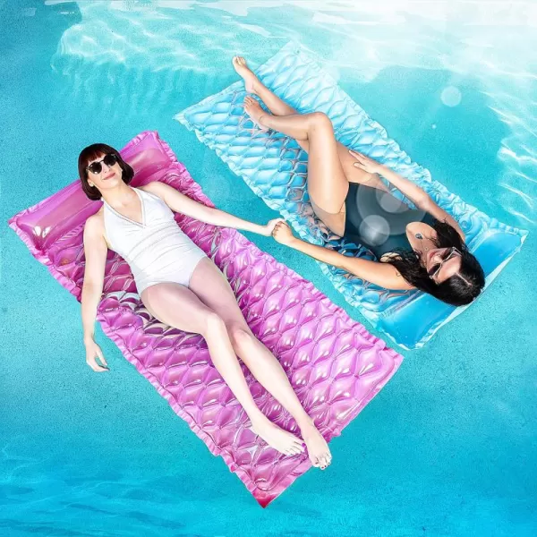 Sloosh Inflatable Pool Floats Raft Lounge for AdultsFloating Mat Swimming Pool Mattress with Headrest2 Pieces Pool Float Air Mat for Adults 64x32 inchBluePurple