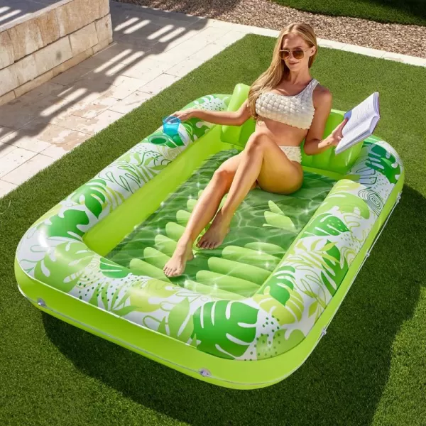 Sloosh Inflatable Tanning Pool Lounger Float for Adults 70quot x 46quot Large Suntan Tub Pool Floats Sun Tan Tub Ice Bath Tub Tanning Bed Blow up Pool Raft Lounge Floatie LBlueGreen