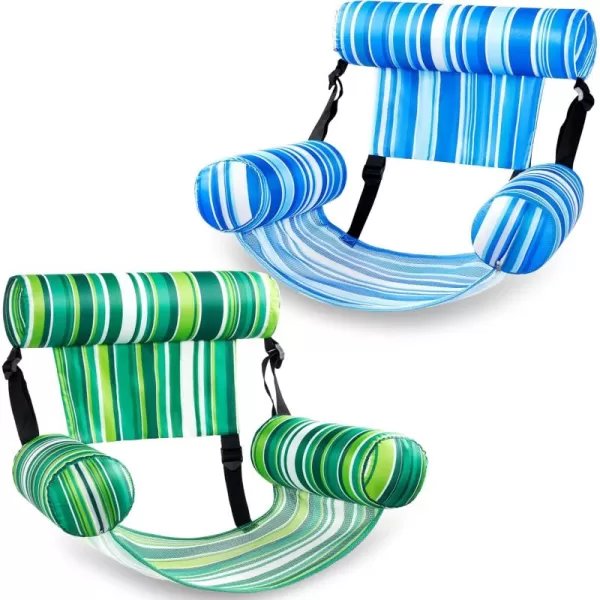 Sloosh Pool Floats Chairs Adult 2 Packs Inflatable Pool Lounge ChairsBlow up Pool Noodles Floats for AdultsFloating Water Chair for Pool Party Summer Water FunStripe