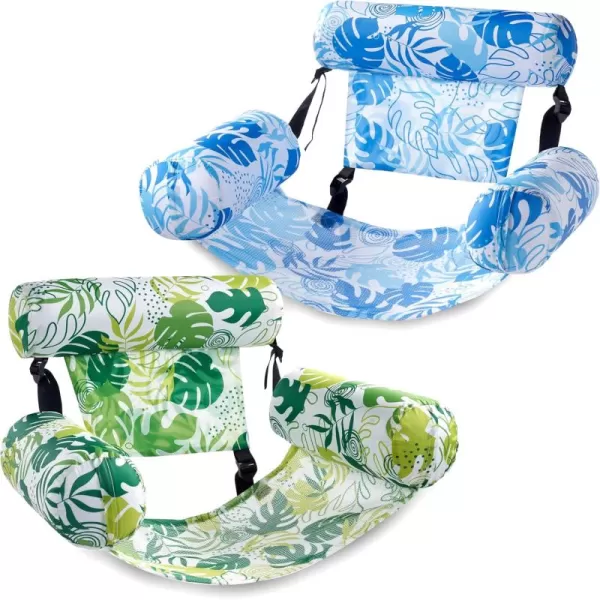 Sloosh Pool Floats Chairs Adult 2 Packs Inflatable Pool Lounge ChairsBlow up Pool Noodles Floats for AdultsFloating Water Chair for Pool Party Summer Water FunSummer Leaves