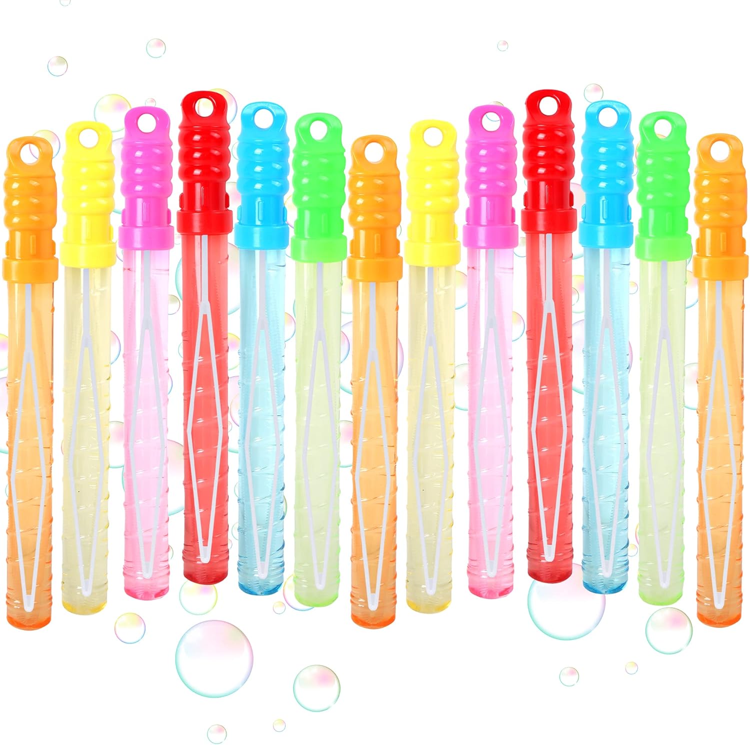 JOYIN 24 Pack 10 mid Bubble Wands Assortment 6 Colors Bubble Wands 3 OZ Party Favors Kids Summer Toys Outdoor Play Toys Games Christmas Birthday Party