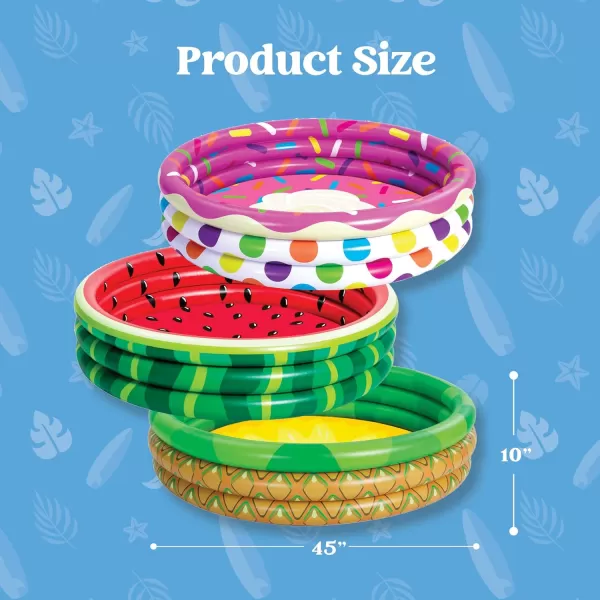 3 Pack 45quot X 10quot Inflatable Kiddie Pools Watermelon ampamp Pineapple ampamp Cupcake Swimming Pool for Kids Seasonal Merriment IndoorampampOutdoor Water Pool Baby Swimming Pool Pit Ball Pool