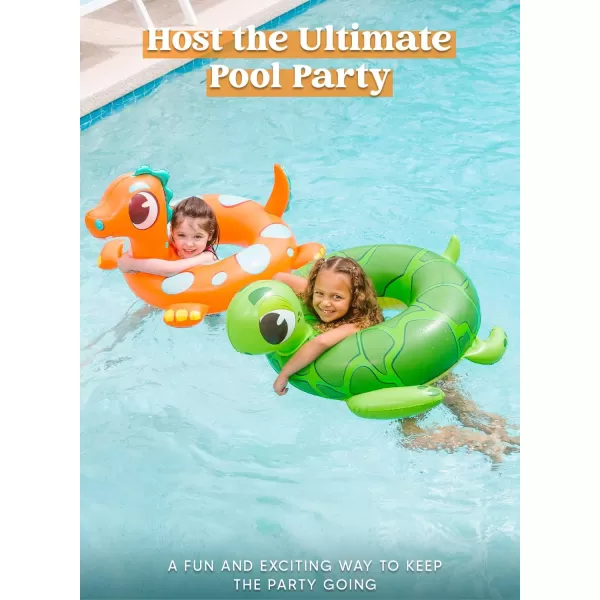 32quot 3 Pack Inflatable Pool Tubes Pool Floats Dinosaur ampamp Sea Turtle ampamp Dolphin Swimming Rings for Kids Swimming Pool Beach Summer Water Float Party Outdoor