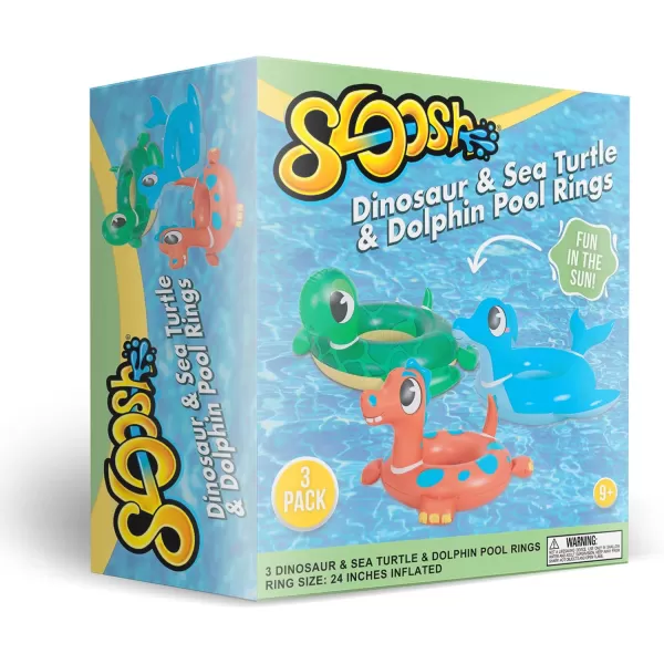 32quot 3 Pack Inflatable Pool Tubes Pool Floats Dinosaur ampamp Sea Turtle ampamp Dolphin Swimming Rings for Kids Swimming Pool Beach Summer Water Float Party Outdoor