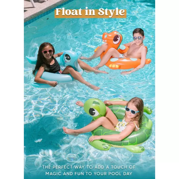 32quot 3 Pack Inflatable Pool Tubes Pool Floats Dinosaur ampamp Sea Turtle ampamp Dolphin Swimming Rings for Kids Swimming Pool Beach Summer Water Float Party Outdoor