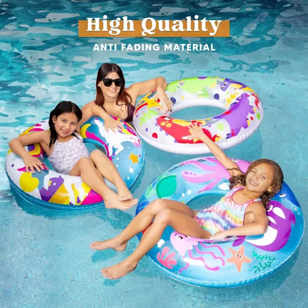 Inflatable Pool Floats with Glitters 325quot3 Pack Pool Floaties Tubes for Swimming Pool Kids Adults Beach Outdoor Party SuppliesAnimal