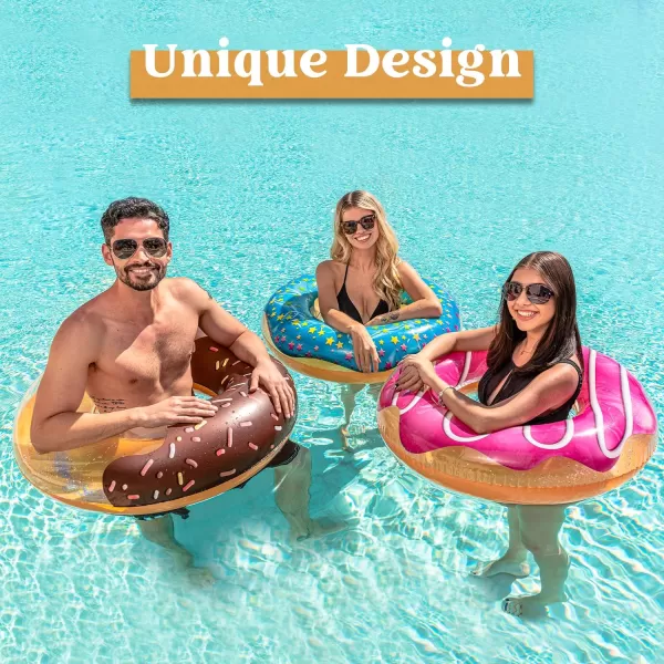 Inflatable Pool Floats with Glitters 325quot3 Pack Pool Floaties Tubes for Swimming Pool Kids Adults Beach Outdoor Party SuppliesDonut