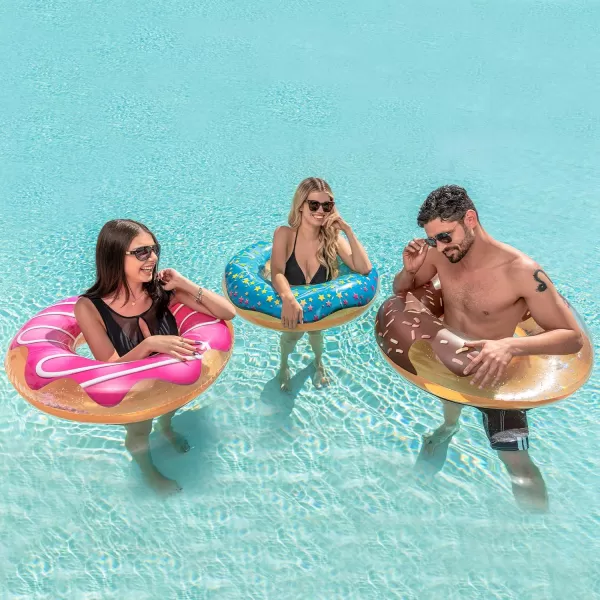 Inflatable Pool Floats with Glitters 325quot3 Pack Pool Floaties Tubes for Swimming Pool Kids Adults Beach Outdoor Party SuppliesDonut