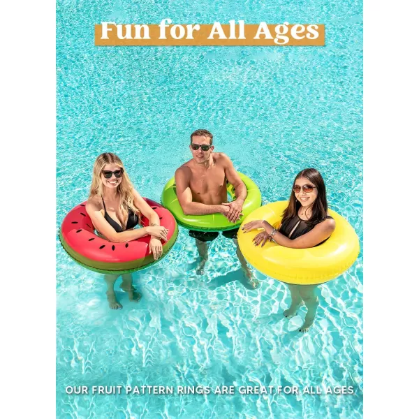 Inflatable Pool Floats with Glitters 325quot3 Pack Pool Floaties Tubes for Swimming Pool Kids Adults Beach Outdoor Party SuppliesFruit