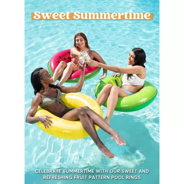 Inflatable Pool Floats with Glitters 325quot3 Pack Pool Floaties Tubes for Swimming Pool Kids Adults Beach Outdoor Party SuppliesFruit