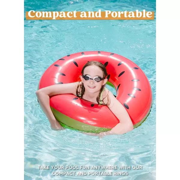 Inflatable Pool Floats with Glitters 325quot3 Pack Pool Floaties Tubes for Swimming Pool Kids Adults Beach Outdoor Party SuppliesFruit